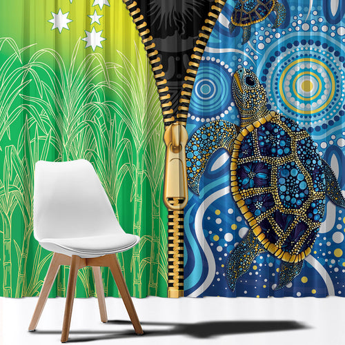 Australian South Sea Islanders National Recognition Day Window Curtain Aussie Sugar Cane Turtle Aboriginal Style