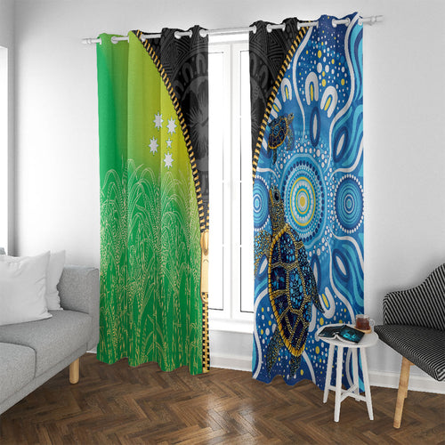 Australian South Sea Islanders National Recognition Day Window Curtain Aussie Sugar Cane Turtle Aboriginal Style