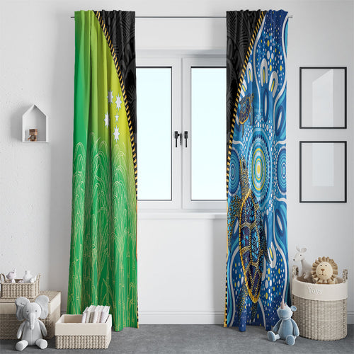 Australian South Sea Islanders National Recognition Day Window Curtain Aussie Sugar Cane Turtle Aboriginal Style
