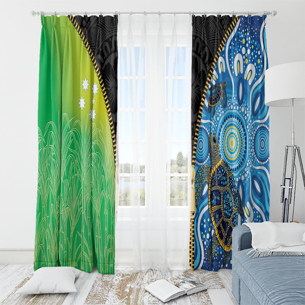 Australian South Sea Islanders National Recognition Day Window Curtain Aussie Sugar Cane Turtle Aboriginal Style