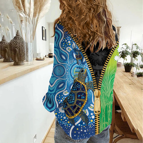 Australian South Sea Islanders National Recognition Day Women Casual Shirt Aussie Sugar Cane Turtle Aboriginal Style