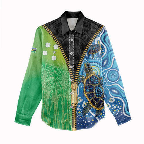 Australian South Sea Islanders National Recognition Day Women Casual Shirt Aussie Sugar Cane Turtle Aboriginal Style