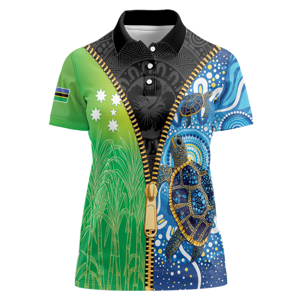 Australian South Sea Islanders National Recognition Day Women Polo Shirt Aussie Sugar Cane Turtle Aboriginal Style
