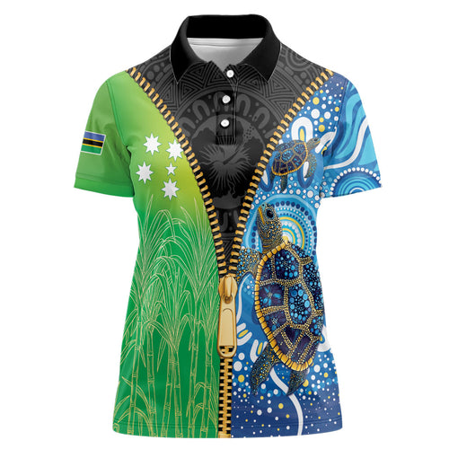 Australian South Sea Islanders National Recognition Day Women Polo Shirt Aussie Sugar Cane Turtle Aboriginal Style