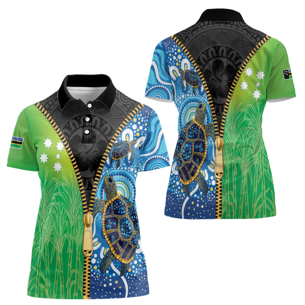 Australian South Sea Islanders National Recognition Day Women Polo Shirt Aussie Sugar Cane Turtle Aboriginal Style