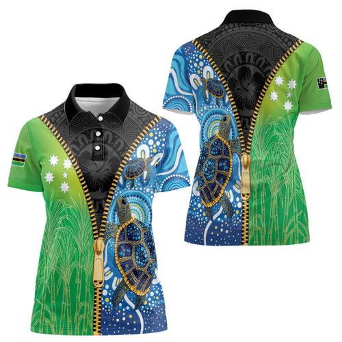 Australian South Sea Islanders National Recognition Day Women Polo Shirt Aussie Sugar Cane Turtle Aboriginal Style