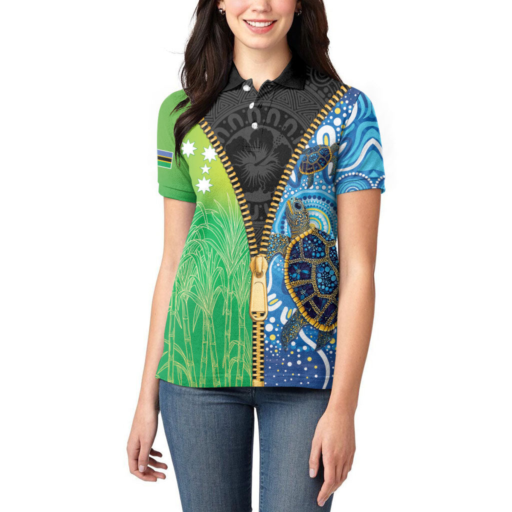 Australian South Sea Islanders National Recognition Day Women Polo Shirt Aussie Sugar Cane Turtle Aboriginal Style