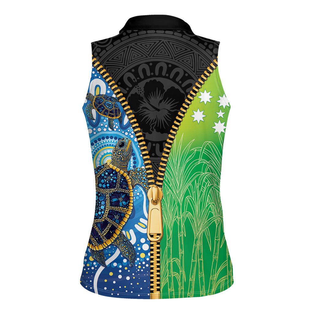 Australian South Sea Islanders National Recognition Day Women Sleeveless Polo Shirt Aussie Sugar Cane Turtle Aboriginal Style