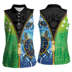 Australian South Sea Islanders National Recognition Day Women Sleeveless Polo Shirt Aussie Sugar Cane Turtle Aboriginal Style