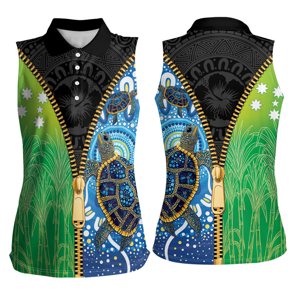 Australian South Sea Islanders National Recognition Day Women Sleeveless Polo Shirt Aussie Sugar Cane Turtle Aboriginal Style