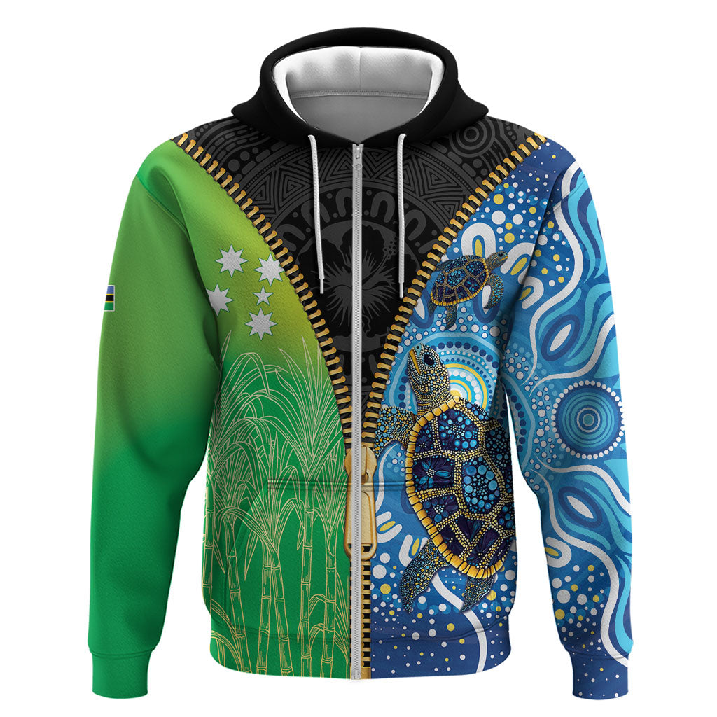 Australian South Sea Islanders National Recognition Day Zip Hoodie Aussie Sugar Cane Turtle Aboriginal Style