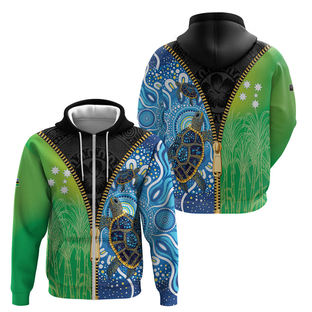 Australian South Sea Islanders National Recognition Day Zip Hoodie Aussie Sugar Cane Turtle Aboriginal Style