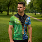 Australian South Sea Islanders National Recognition Day Zipper Polo Shirt Aussie Sugar Cane Turtle Aboriginal Style
