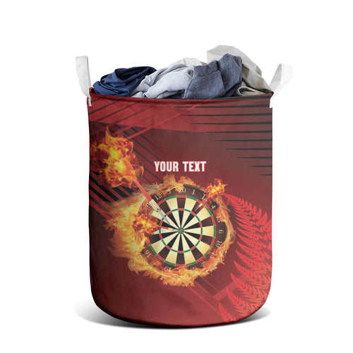 Personalised Darts New Zealand Laundry Basket Silver Fern Red Color
