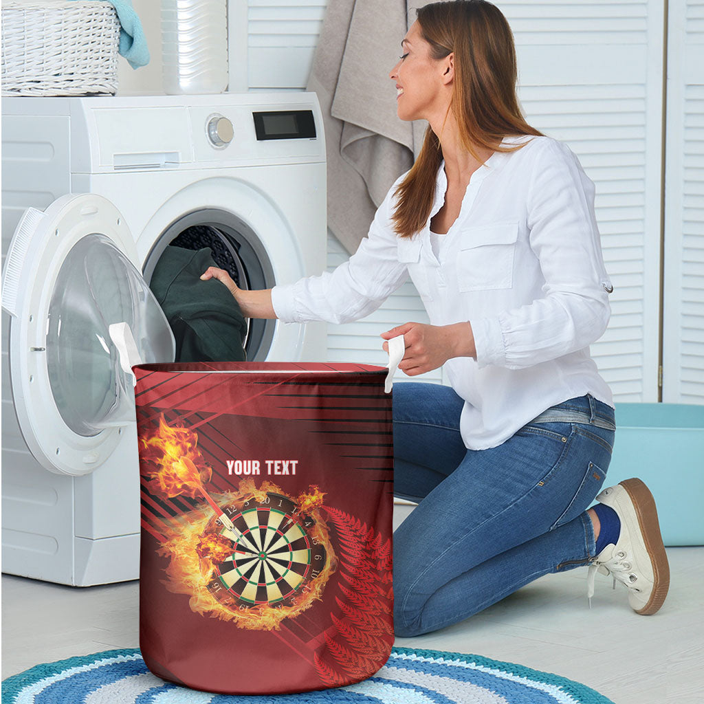 Personalised Darts New Zealand Laundry Basket Silver Fern Red Color