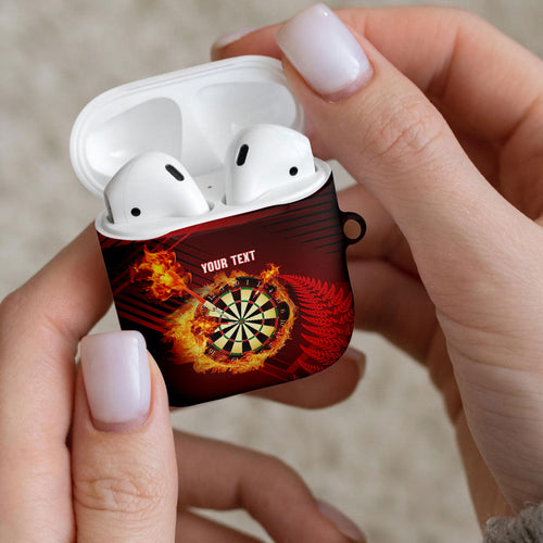 Personalised Darts New Zealand AirPods Case Silver Fern Red Color