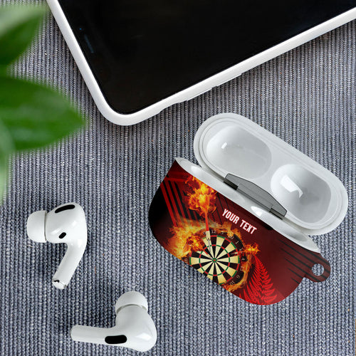 Personalised Darts New Zealand AirPods Case Silver Fern Red Color