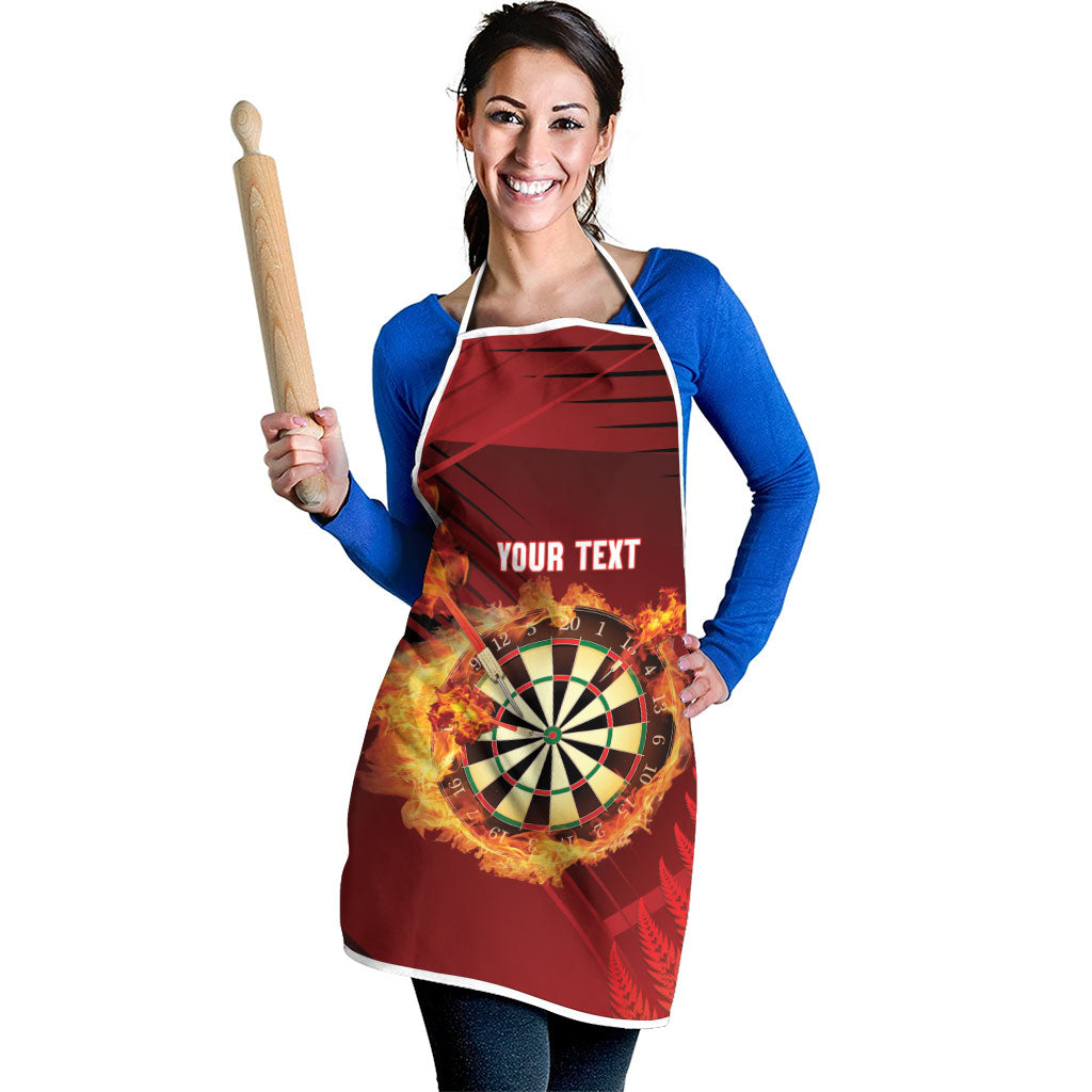 Personalised Darts New Zealand Apron Silver Fern Red Color