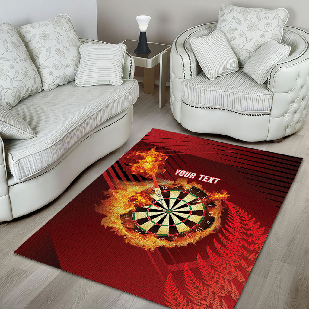 Personalised Darts New Zealand Area Rug Silver Fern Red Color
