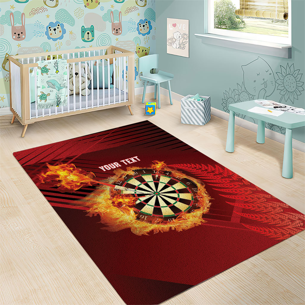 Personalised Darts New Zealand Area Rug Silver Fern Red Color