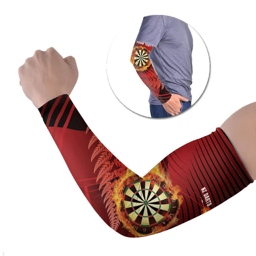 Personalised Darts New Zealand Arm Sleeves Silver Fern Red Color