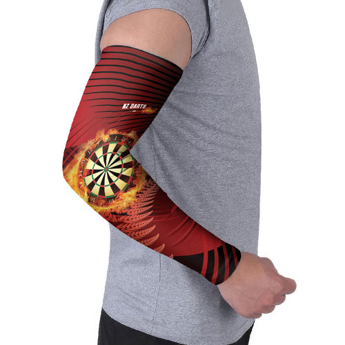 Personalised Darts New Zealand Arm Sleeves Silver Fern Red Color
