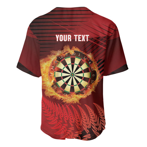 Personalised Darts New Zealand Baseball Jersey Silver Fern Red Color