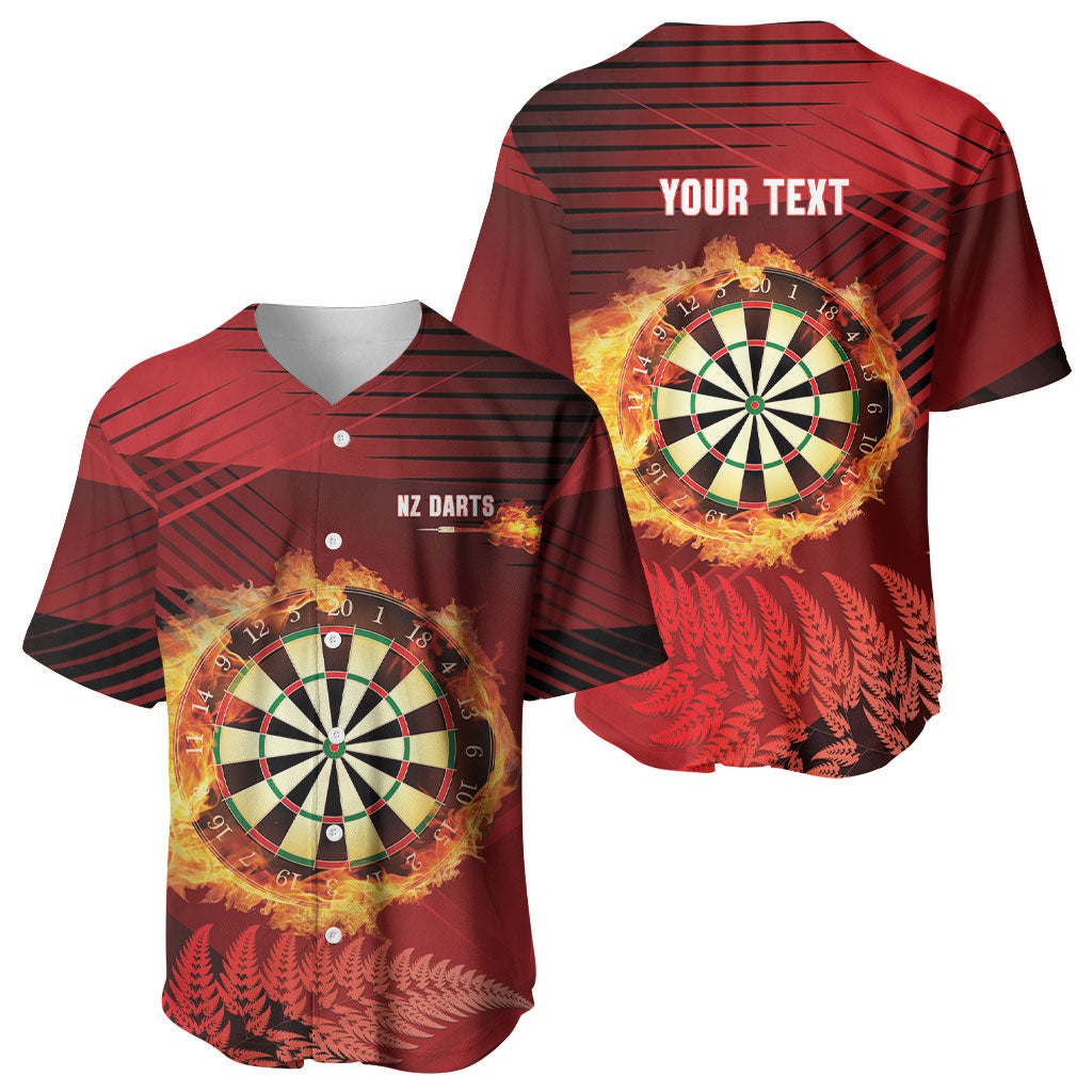 Personalised Darts New Zealand Baseball Jersey Silver Fern Red Color