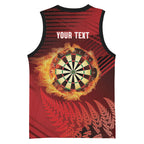 Personalised Darts New Zealand Basketball Jersey Silver Fern Red Color