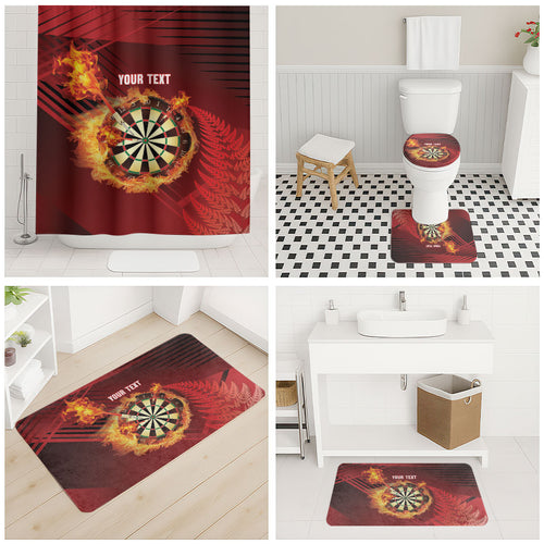 Personalised Darts New Zealand Bathroom Set Silver Fern Red Color