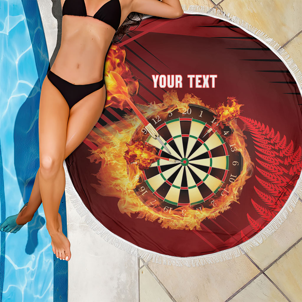 Personalised Darts New Zealand Beach Blanket Silver Fern Red Color
