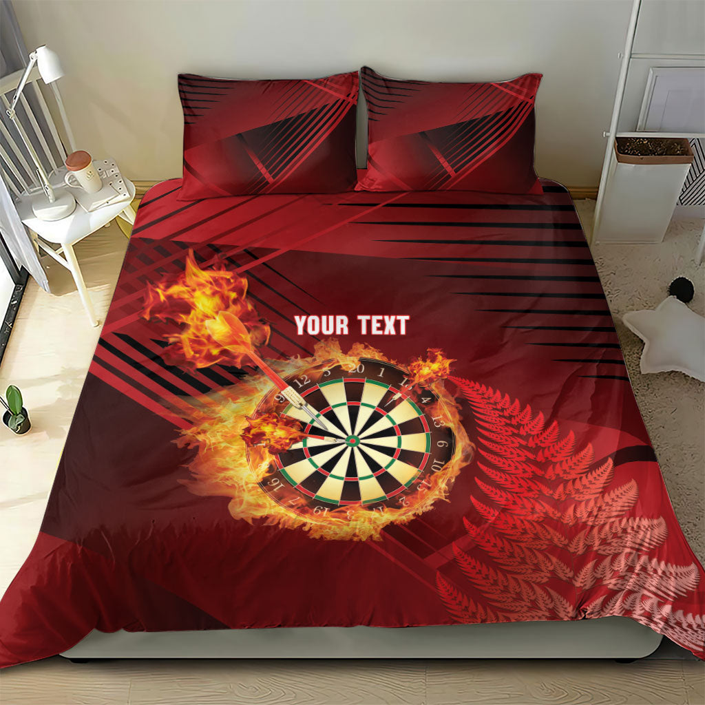 Personalised Darts New Zealand Bedding Set Silver Fern Red Color