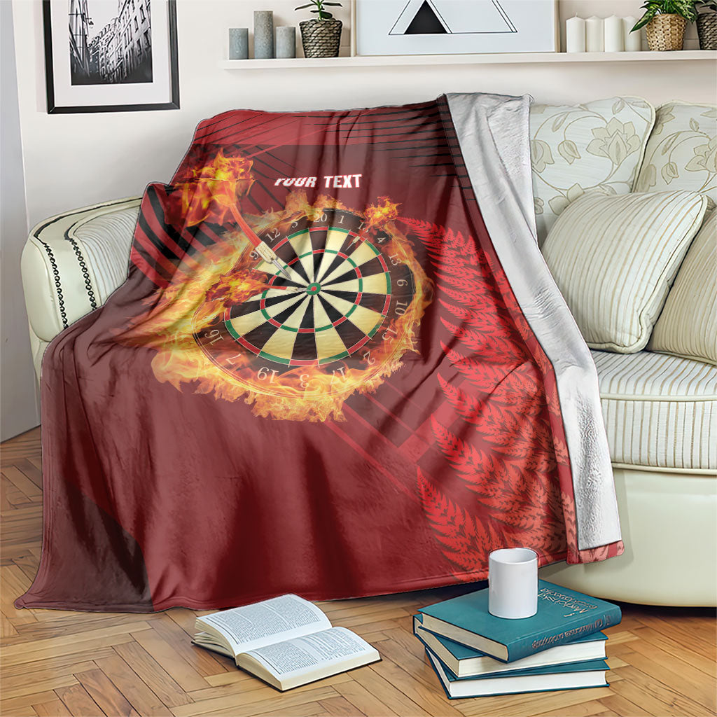 Personalised Darts New Zealand Blanket Silver Fern Red Color