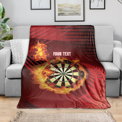 Personalised Darts New Zealand Blanket Silver Fern Red Color