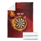 Personalised Darts New Zealand Blanket Silver Fern Red Color