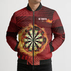 Personalised Darts New Zealand Bomber Puffer Jacket Silver Fern Red Color