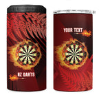 Personalised Darts New Zealand 4 in 1 Can Cooler Tumbler Silver Fern Red Color