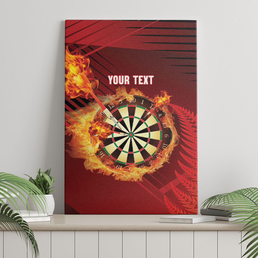 Personalised Darts New Zealand Canvas Wall Art Silver Fern Red Color