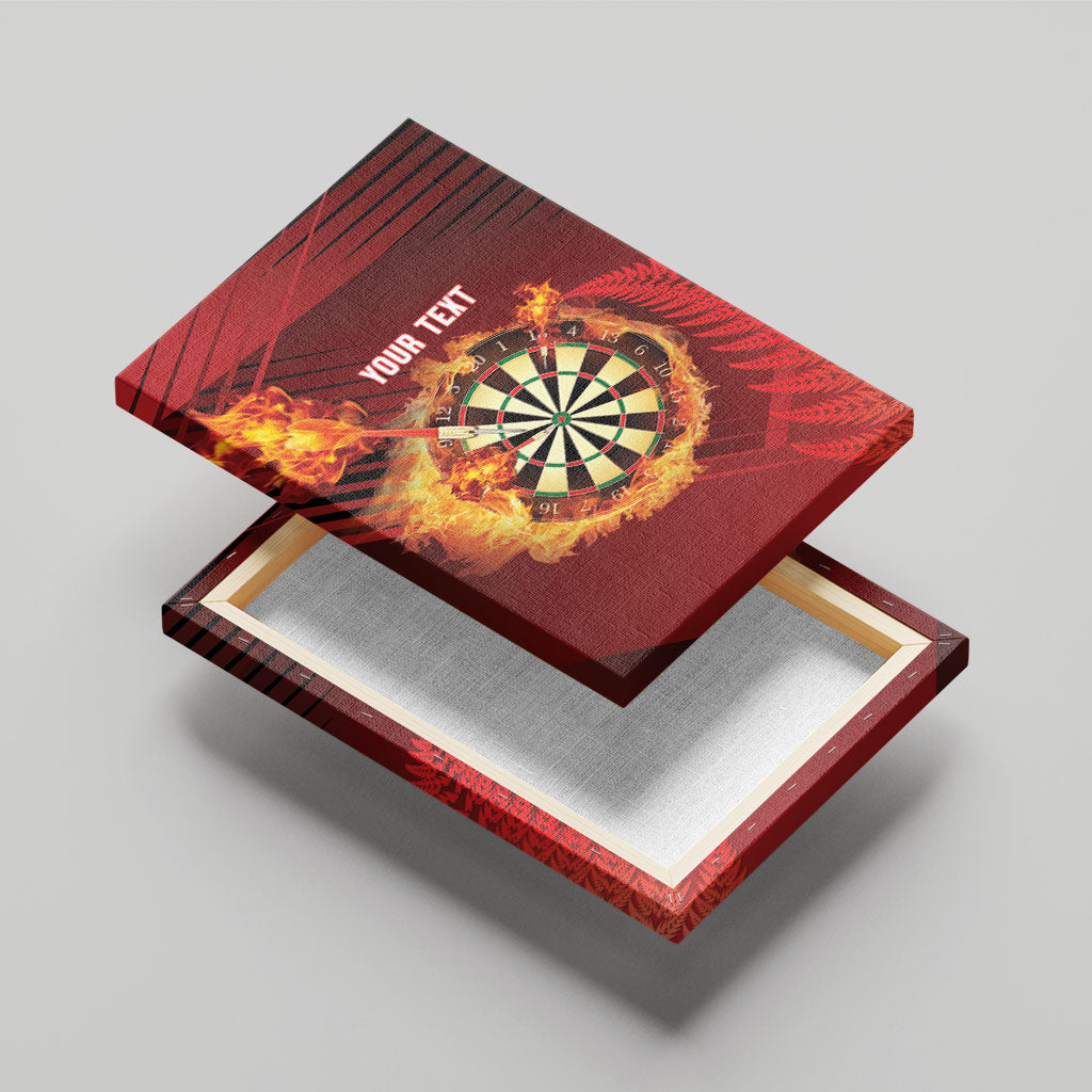 Personalised Darts New Zealand Canvas Wall Art Silver Fern Red Color