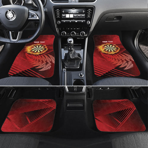 Personalised Darts New Zealand Car Mats Silver Fern Red Color
