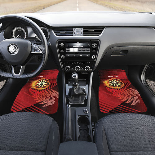 Personalised Darts New Zealand Car Mats Silver Fern Red Color