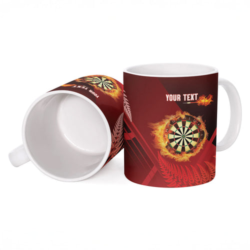 Personalised Darts New Zealand Ceramic Mug Silver Fern Red Color