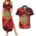 Personalised Darts New Zealand Couples Matching Summer Maxi Dress and Hawaiian Shirt Silver Fern Red Color