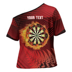 Personalised Darts New Zealand Cross Shoulder Shirt Silver Fern Red Color