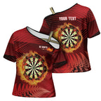 Personalised Darts New Zealand Cross Shoulder Shirt Silver Fern Red Color