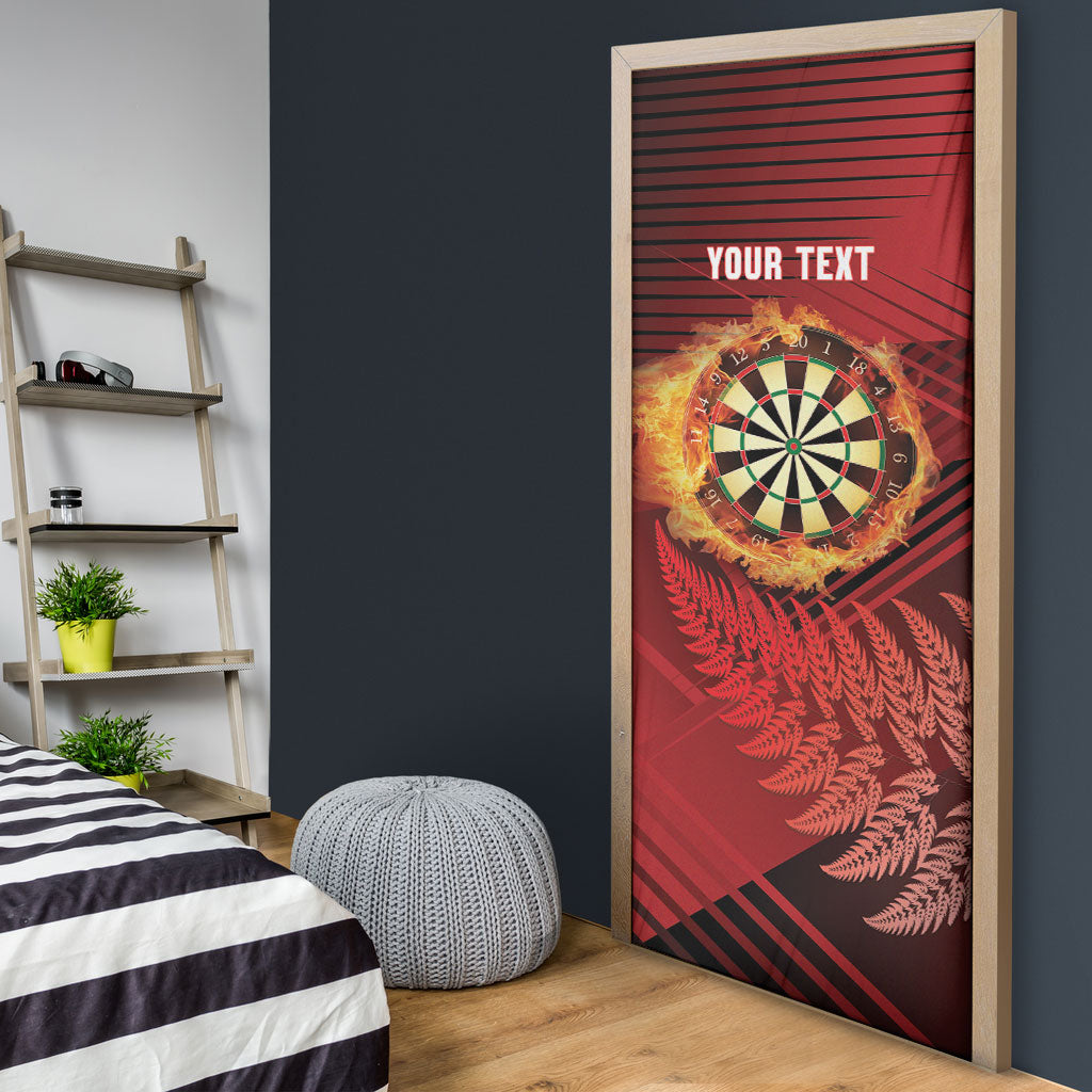 Personalised Darts New Zealand Door Cover Silver Fern Red Color