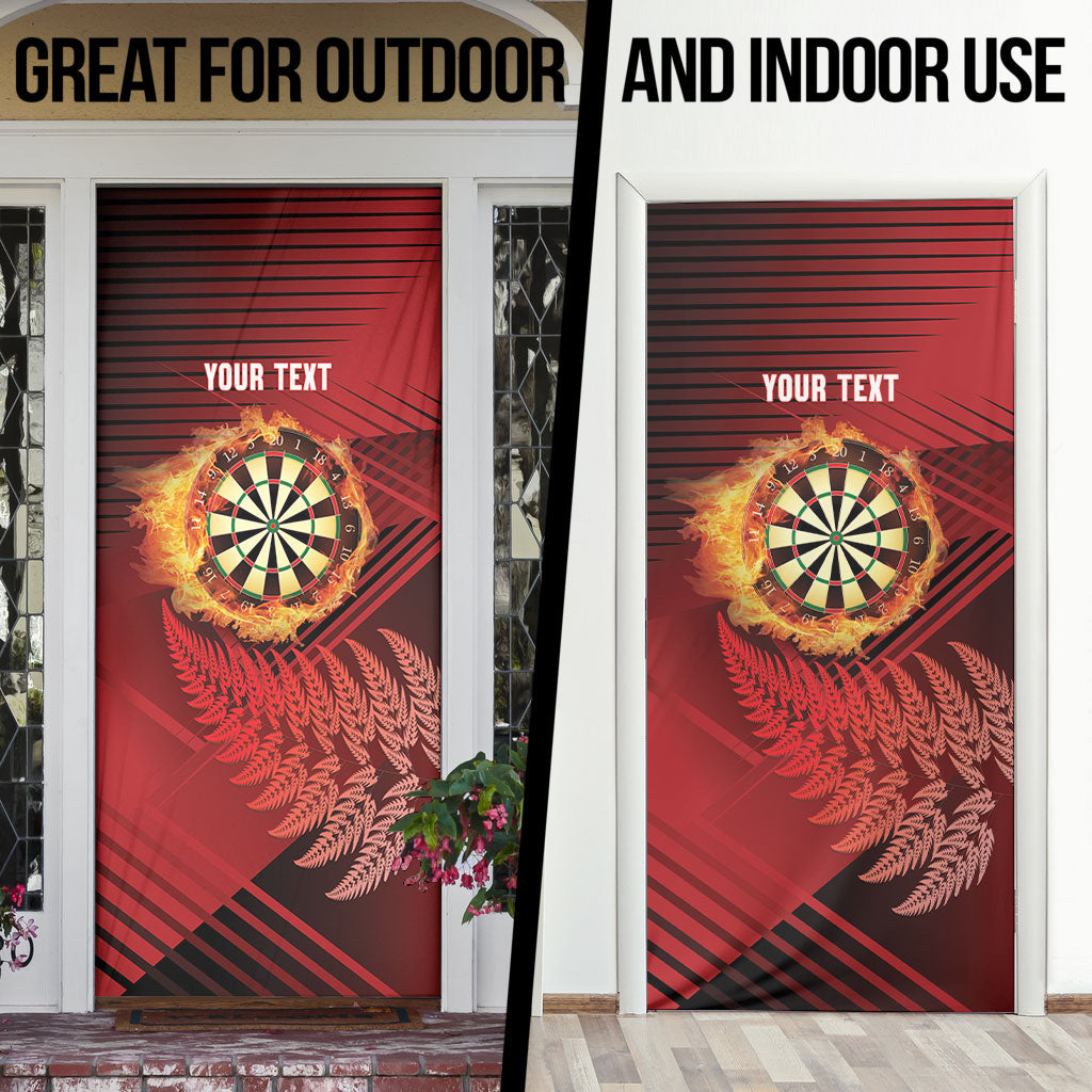 Personalised Darts New Zealand Door Cover Silver Fern Red Color