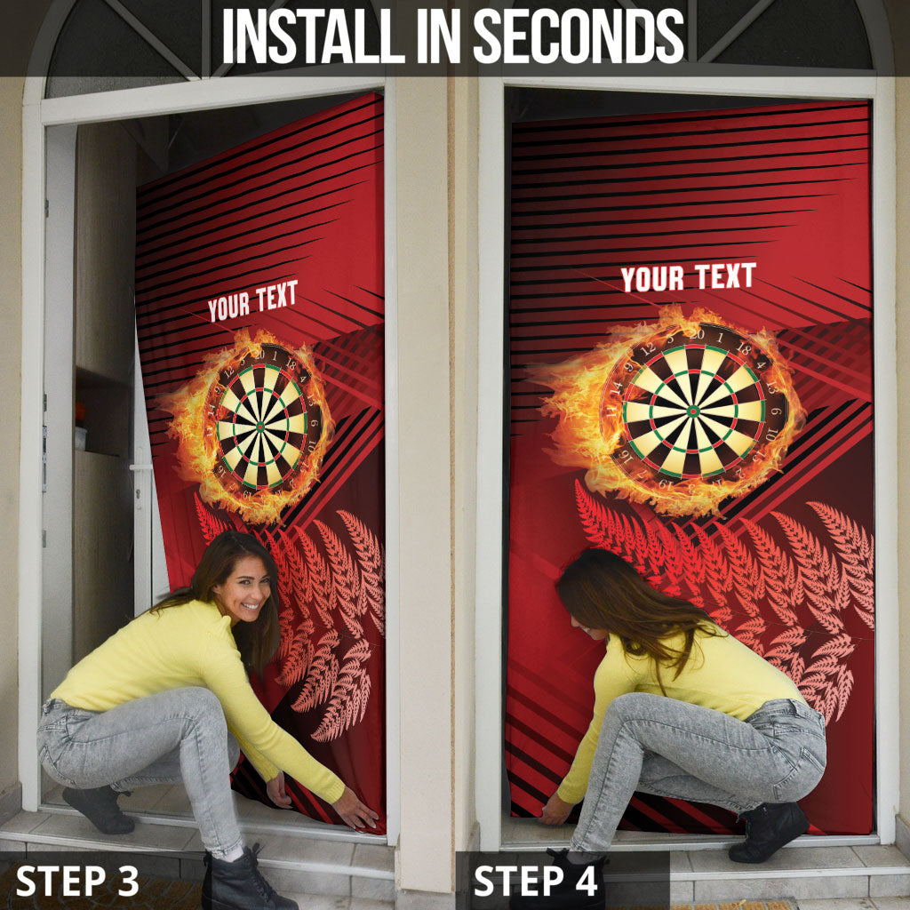 Personalised Darts New Zealand Door Cover Silver Fern Red Color