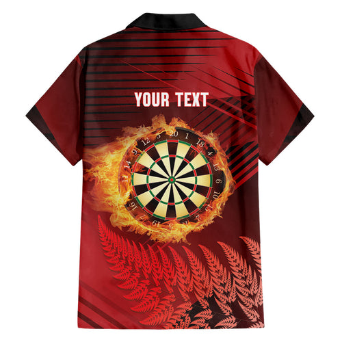 Personalised Darts New Zealand Family Matching Mermaid Dress and Hawaiian Shirt Silver Fern Red Color
