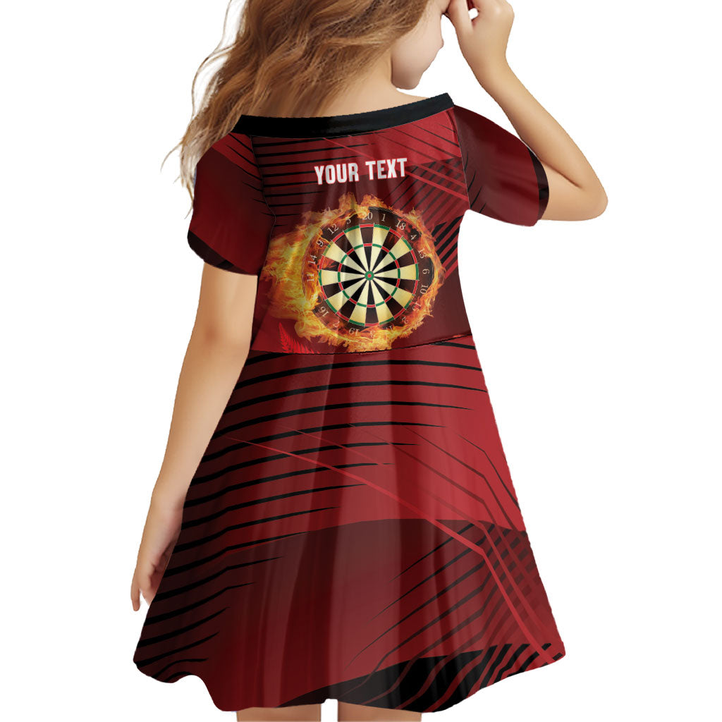 Personalised Darts New Zealand Family Matching Off Shoulder Maxi Dress and Hawaiian Shirt Silver Fern Red Color
